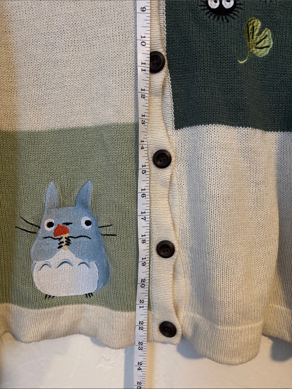 Her Universe Green and Cream Totoro Stripe Cardigan - Picture 5 of 7